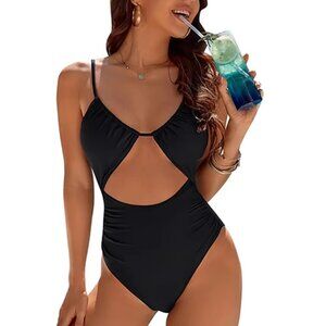 Cut-Out Tummy Control One Piece Monokini Swimsuit